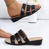 2024 High Quality Women's Shoes New Summer Women's Slippers Large Size Solid Color Metal Decoration Casual Low Heel Slippers