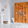 1 sztuka przegrody prysznicowej 180x180cm z nadrukiem pomarańczowej czaszki na Halloween, łazienkowa, wodoodporna i odporna na pleśń