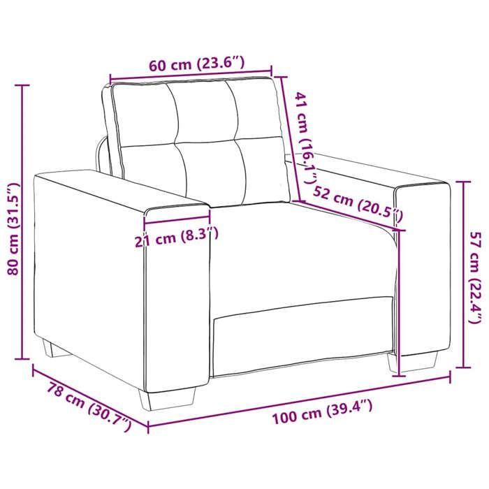 VidaXL Armchair Light Grey 60 Cm Fabric, Single Sofa, Comfort Sofa, TV Armchair, Sofa, Sofa Seat, Recliner Sofa, 4105058