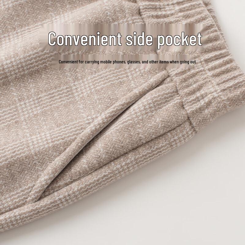 Women's Plaid Fleece-Lined Straight-Leg Casual Pants