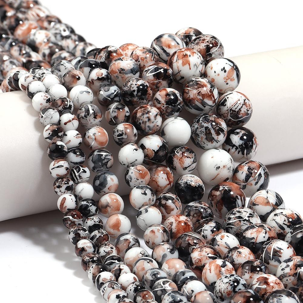 1 Strand 6/8/10/12mm Black Brown Glass Beads Round Loose Spacer Bead For Jewelry Making DIY Crafts Bracelet Necklace Accessories