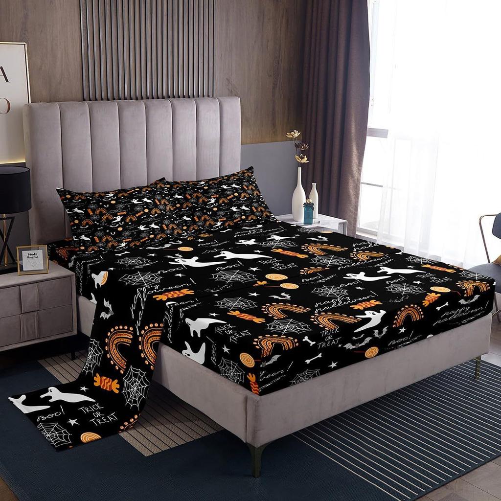 Cartoon mushroom pattern mattress four-piece bedding set bedroom dormitory bedding decoration