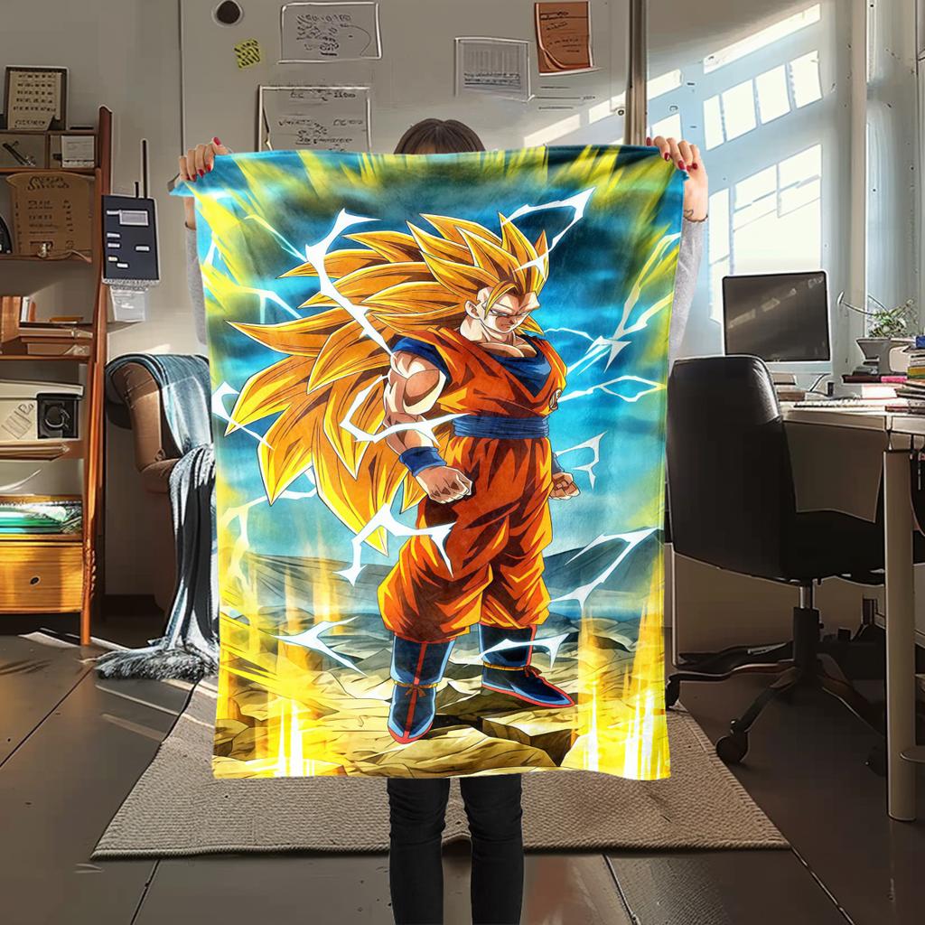 1 BUCĂ DRAGON BALL Pătură de Flanelă Imprimată, Calitate Înaltă pentru Toate Sezoanele, Decor Casă, Căldură și Confort, Perfectă pentru Cadouri de Crăciun