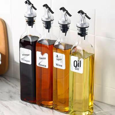 Square Glass Oil Control and Dispensing Bottle for Kitchen Condiments