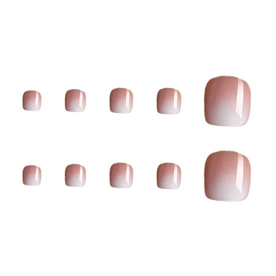 120Pcs French Tip Press On Toenails for Women, Short Square Stick-on Gel Fake Nails, Reusable Removable Glue On False Toe Nails