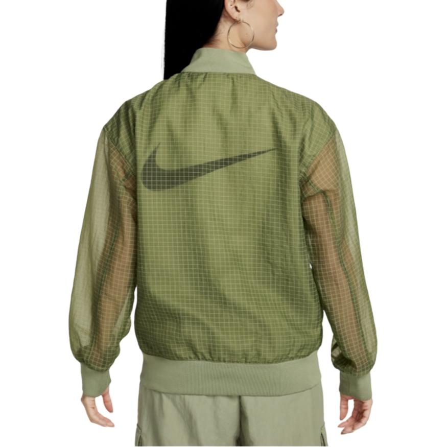 Nike Solid Color Zip Baseball Collar Long Sleeve Jacket Women Jackets Green DV7973-386