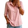 Women Casual Half Sleeve Shirt Lightweight Buttoned Polo Collar Top Relaxed Fit Tunic Blouse for Everyday Wear