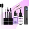 Kit d'outils à colle UV pour extensions de cheveux Colle transparente Lampe UV Colle 30g avec Dissolvant pour colle 30 ml pour Kit de cheveux UV Extensions de cils Perruque Cheveux Professionnel