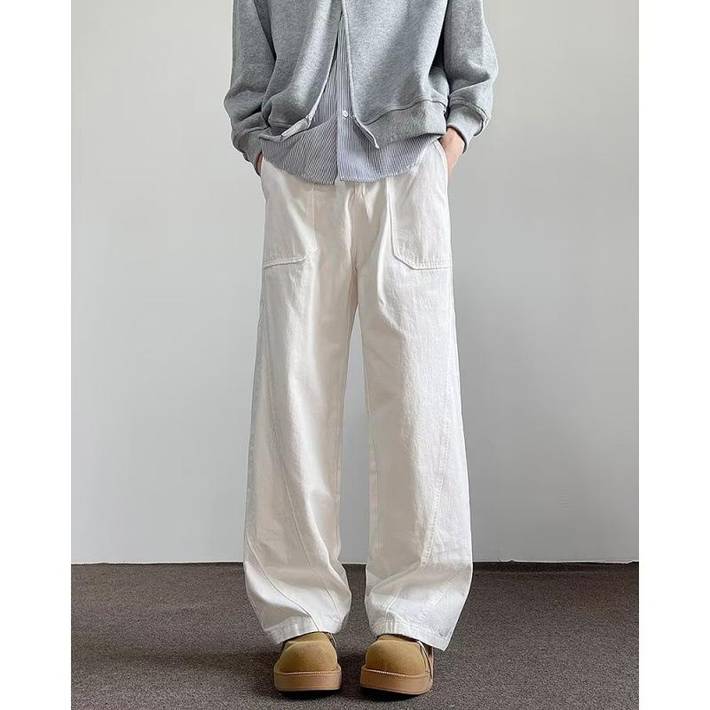 JYL Unisex Straight Jeans American Vintage White Spring Solid Denim Pants S сплав оранжевый