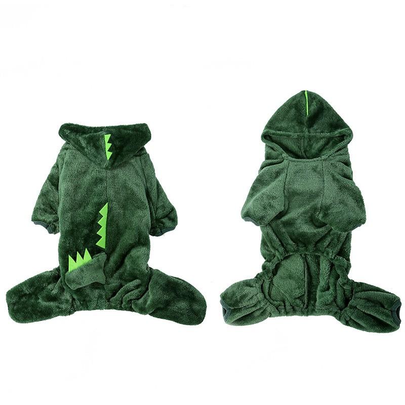 Pet Costume Warm Fleece Dog Outfit Cartoon Animal Design Small Breed Four Legs Winter