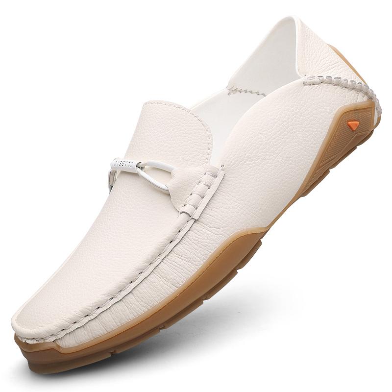 Fashion New Genuine leather business men's shoes Classic Black and white style Formal Party Evening Party Daily office comfort loafer