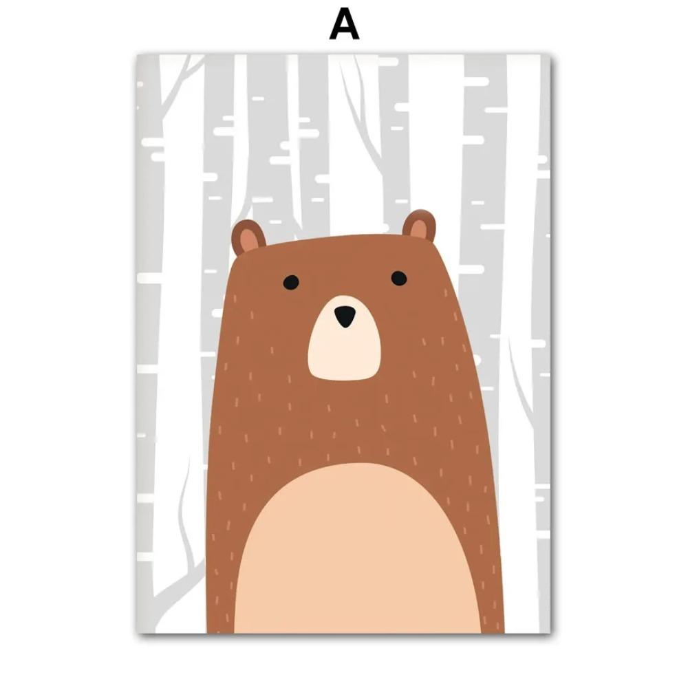 Jungle Animals Bear Squirrel Raccoon Fox Rabbit Wall Art Canvas Painting Nordic Posters And Prints Wall Pictures Kids Room Decor