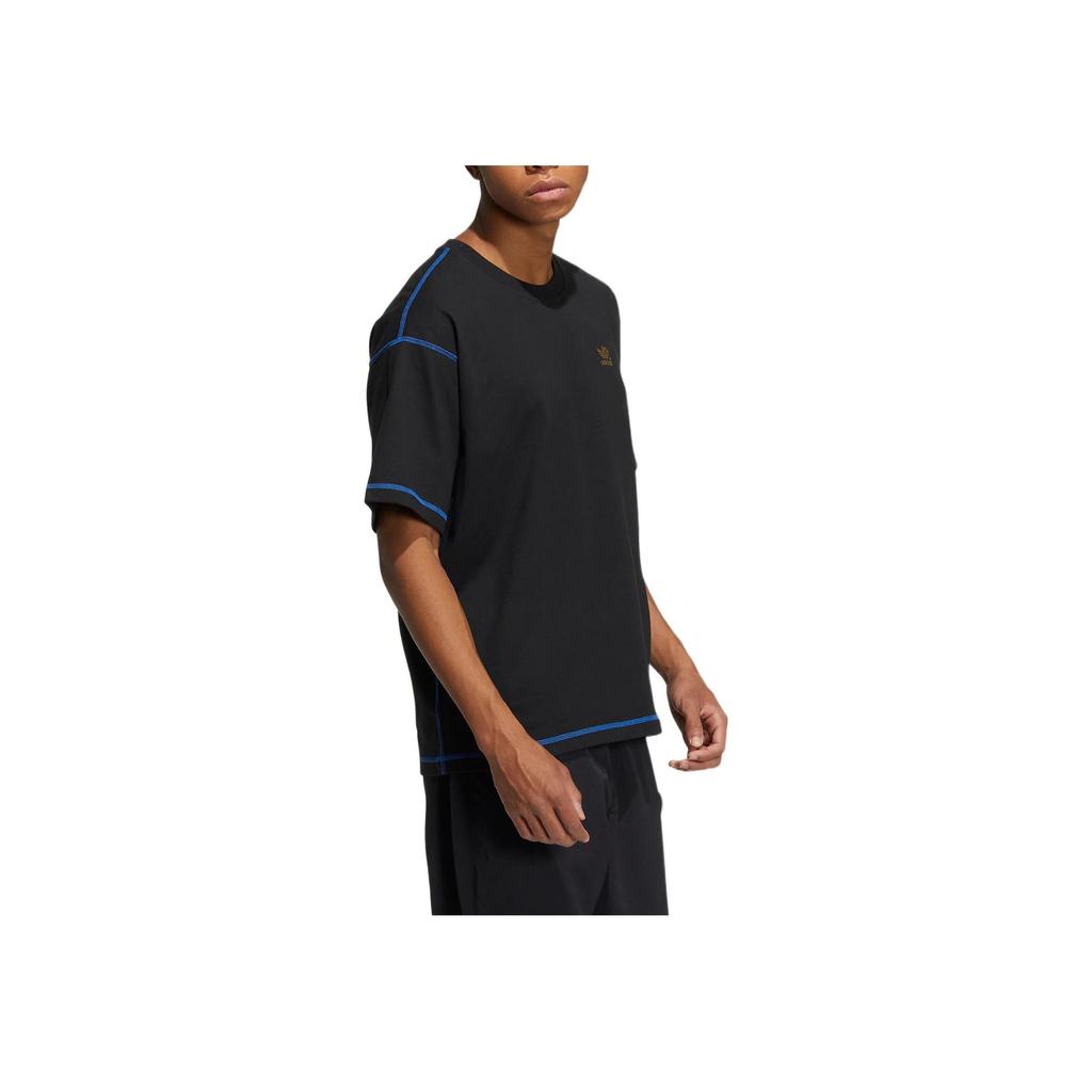 Adidas Originals Trefoil 50th Anniversary T-Shirt with Small Logo and Stripe Detail Unisex Tops Black HY4685