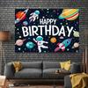 1 Space Happy Birthday Decoration Astronaut Spaceship Theme Large Birthday Banner Background Cloth