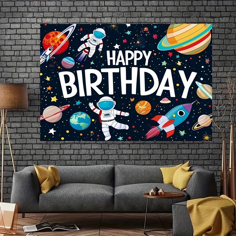 1 Space Happy Birthday Decoration Astronaut Spaceship Theme Large Birthday Banner Background Cloth