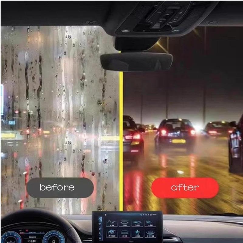 A03Z-Glass Cleaning Board Glass Oil Film Remover For Car, Glass Coating For Windshield Force Removal (1Pc Red&2Pc Cleaner)