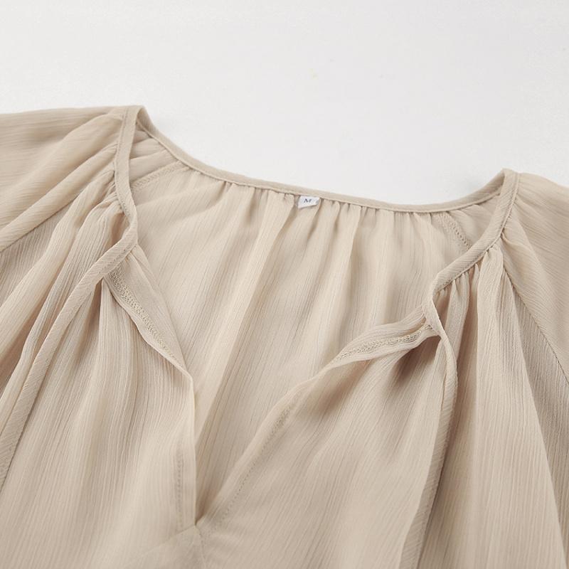 Khaki Spring-Summer New Ruffle Dress Fashion Sun-Protective Long Dress For Women
