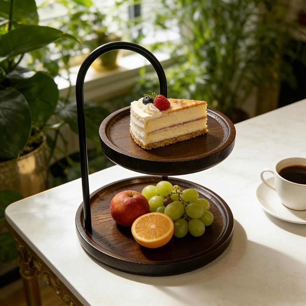 Space Saving Serving Tray Stand Double Layer Two Tier Holder Key Storage Rack  Kitchen Table