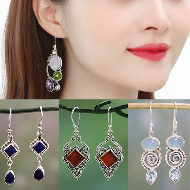 

Для женщин ретро мода подарок ювелирные изделия ручной работы серьги-капли разноцветные натуральный лунный свет поставка