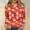 Women's Daily Casual Long-sleeved Flowers Printed Crew-neck Top