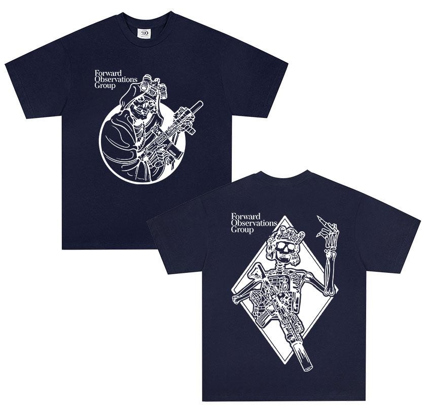 Forward Observations Group Death Skeleton Print T Shirt Unisex Retro Oversized Tshirts Hip Hop Gothic Short Sleeve Tees Streetwear