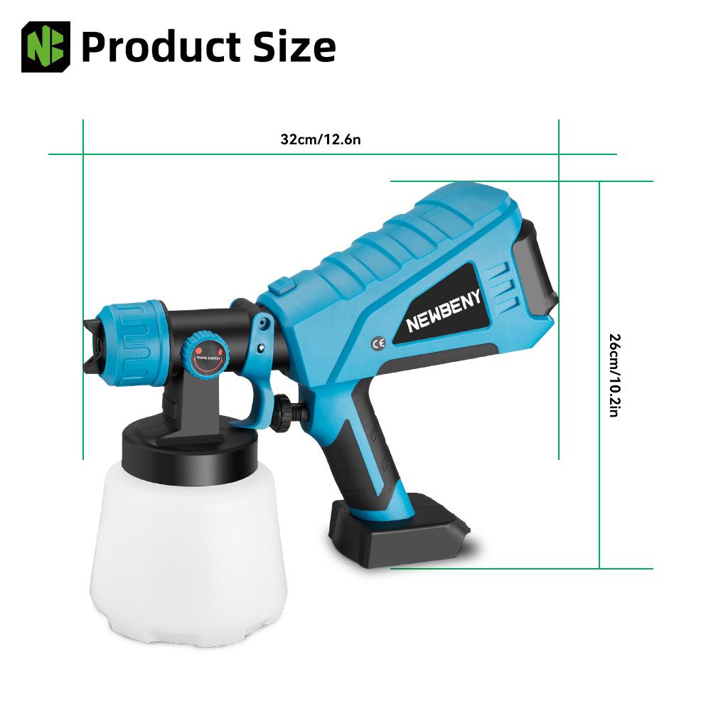 1000ML Pistol de pulverizare electric fără fir, portabil, de înaltă eficiență, pentru uz casnic, cu acoperire de oțel, pentru vopsit, pentru baterie de 18V