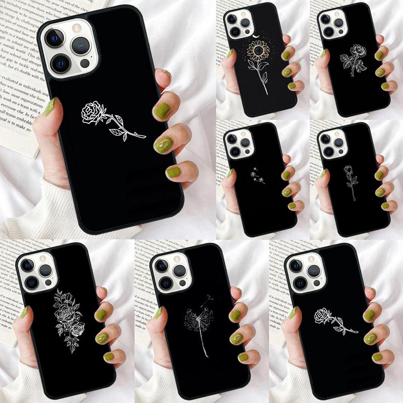 Minimal Aesthetics Flowers Phone Case for iPhone 17 Air 16 PRO MAX 15 14 PLUS 12 11 13 Back Cover Fundas Shell Coque