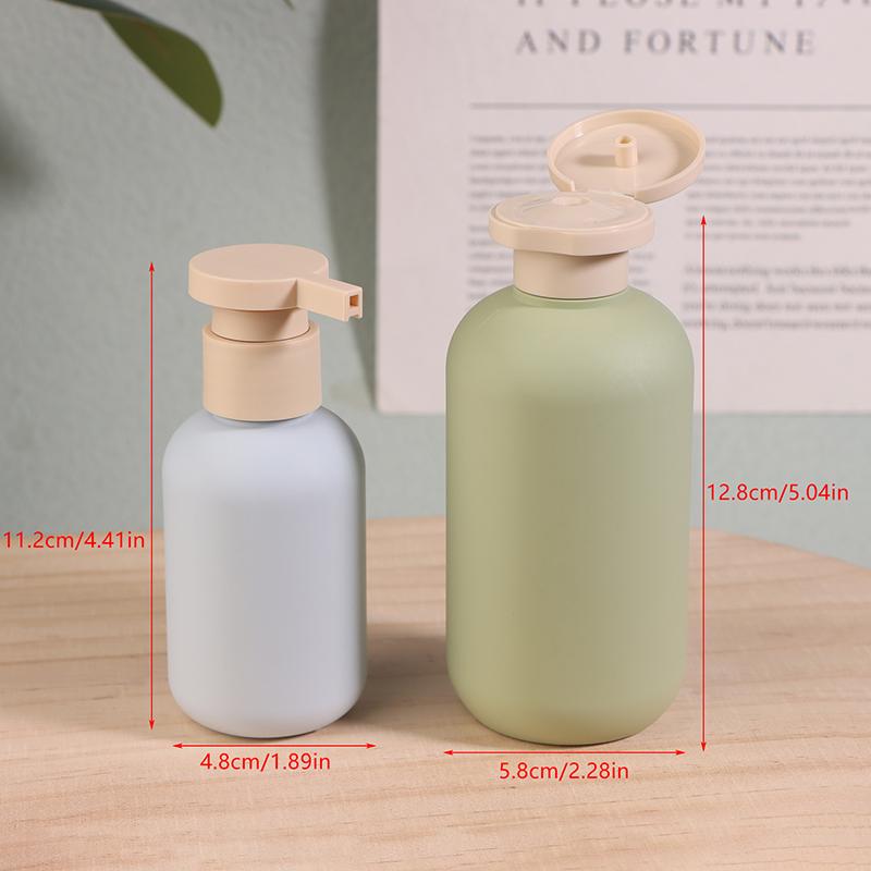 2Pcs 100/200ml Blue Green Pink Empty Plastic Pump Lotion Shampoo Bottle Flip Cap Bottle Cosmetics Containers Refillable Bottles