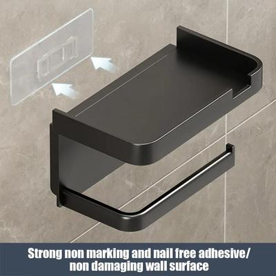 An der Wand montierter Toilettenpapierhalter, rostfreies, verdicktes Kunststoff-Aufbewahrungsregal für Badezimmer, Küche, Toilettenpapierrollenhalter