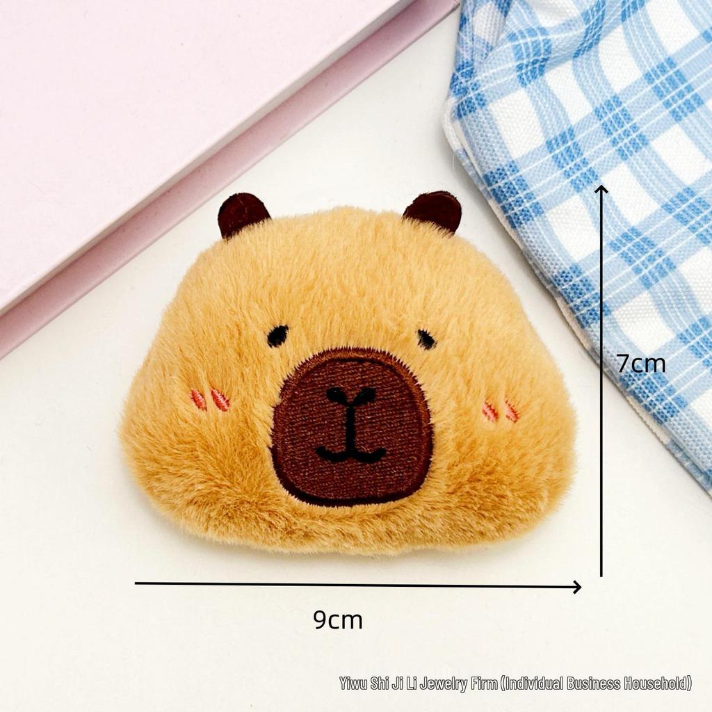 Cartoon Cute Sleeping Capybara Squeaking Pendant Plush Emoji Pin Accessories
