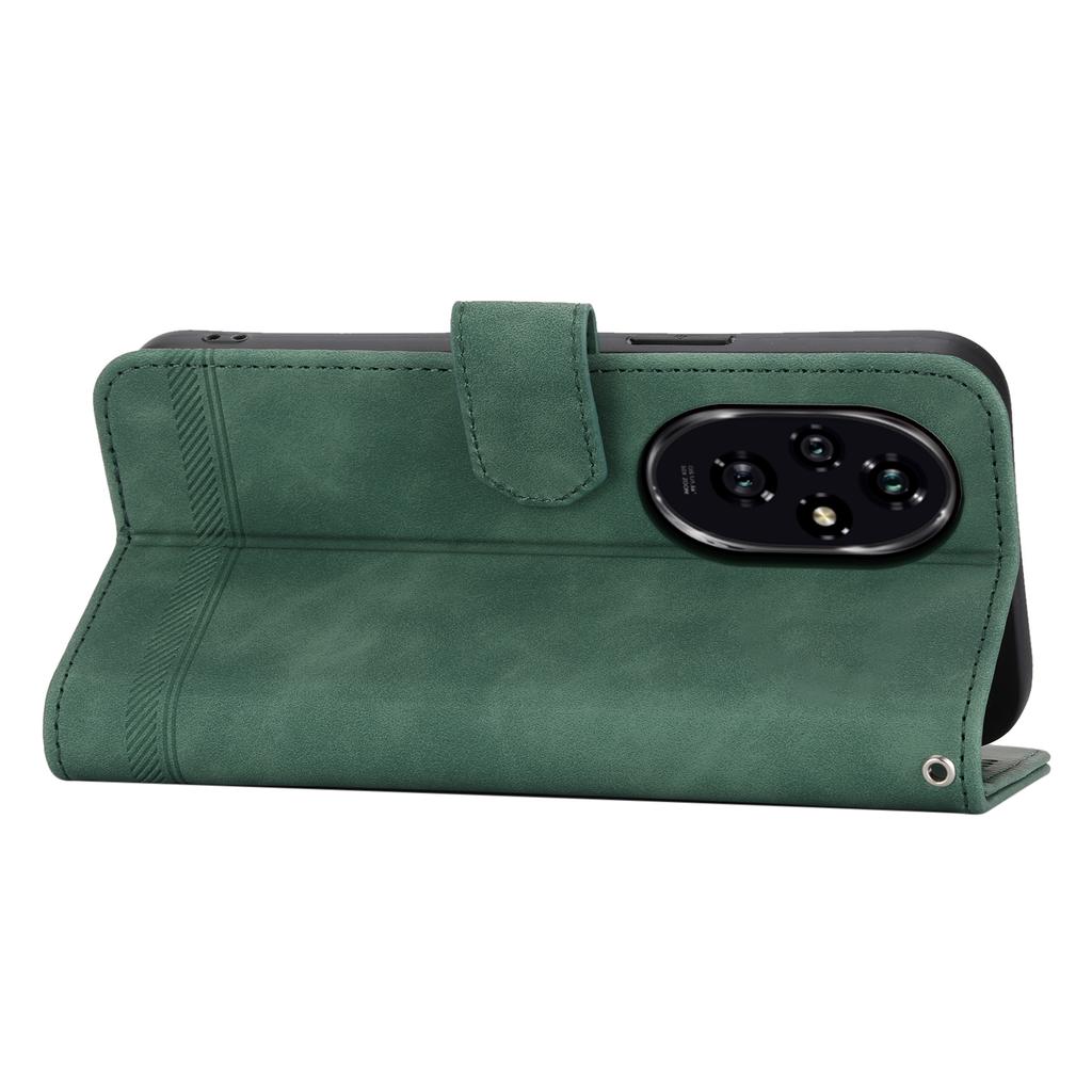 DIERFENG DF-03 For Honor 200 5G Wallet Case Lines Imprinted Leather Phone Cover