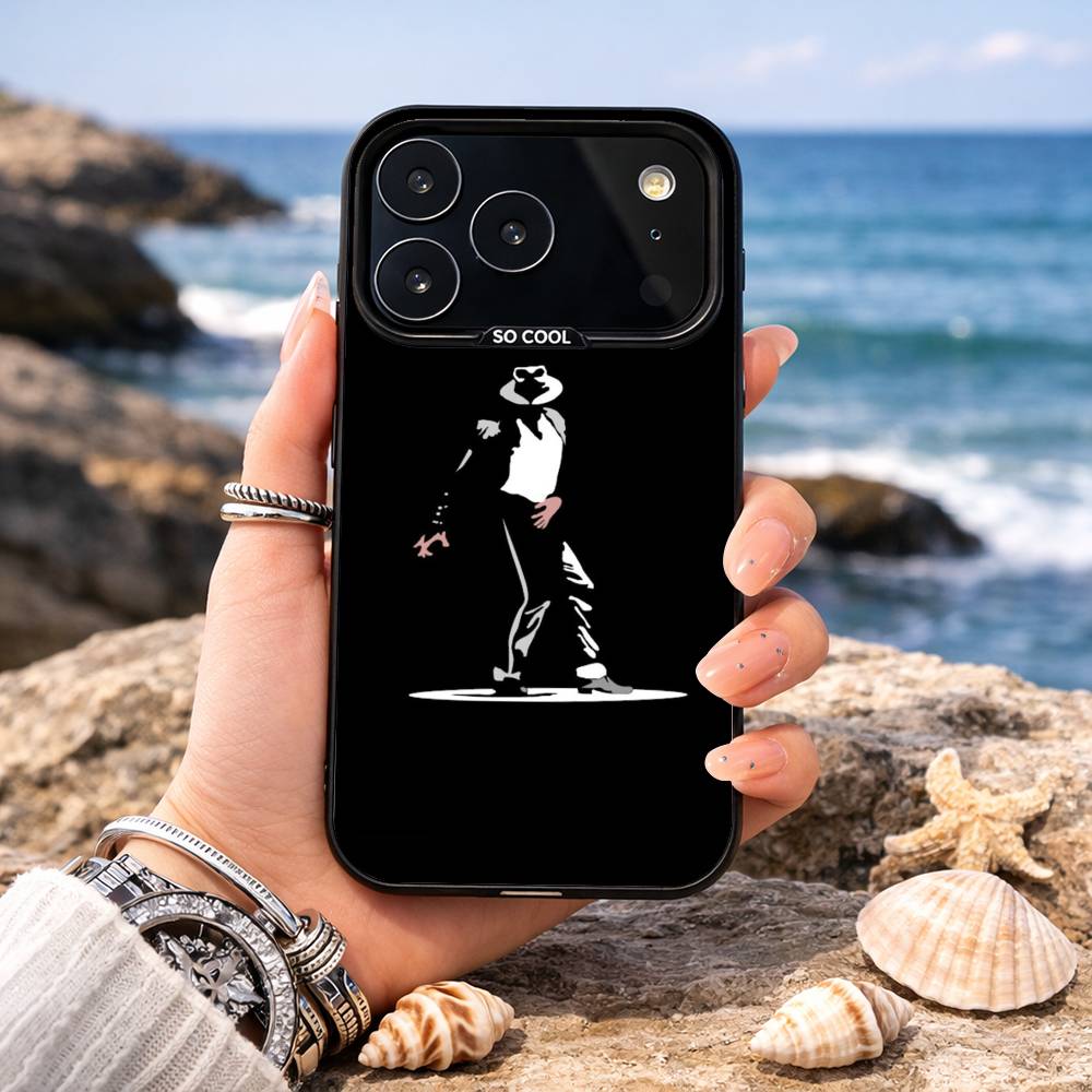 Funda de Teléfono de Michael Jackson Para iPhone17,16,15,14,13,12,11,Pro,MAX Blanca Mate Resistente a Golpes