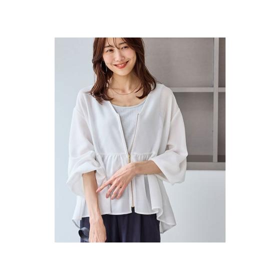 ROPE PICNIC Mesh Peplum Blouson (White (10))