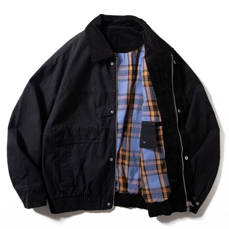 Men s Workwear Jacket Autumn New American Retro Street Style Lapel Hunting Jacket Versatile Detroit Men s Top Black 2XL