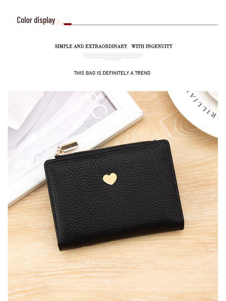 Trendy Women's Lychee Pattern Bi-fold Wallet – Small, Cute Card Holder + Coin Purse