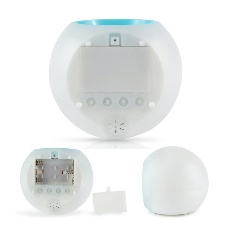 Multicolor LED Nightlight Alarm Clock with Calendar Temperature Display Battery Operated Round Shape Bedroom Essential