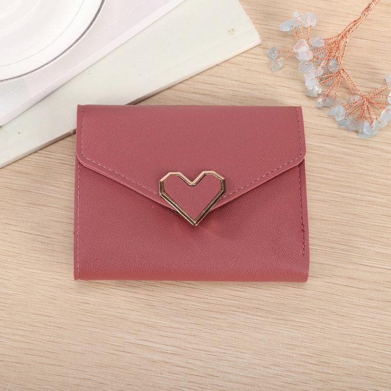 Heart-Shaped Tri-Fold Metal Wallet - Elegant & Versatile Women's Accessory