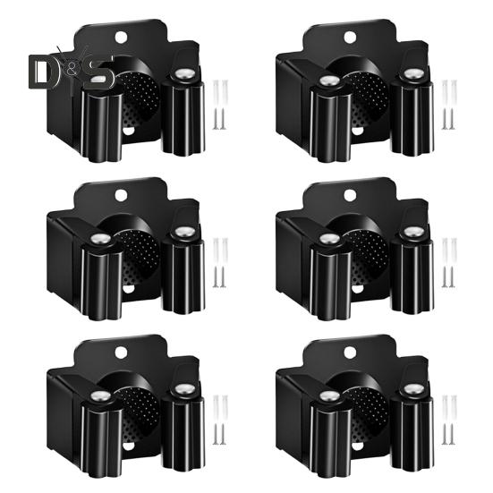 Wall Mount Broom Holder Non-Slip Design Simple Installation Stainless Steel Heavy Duty Mop Holder Broom Hanger with Screws