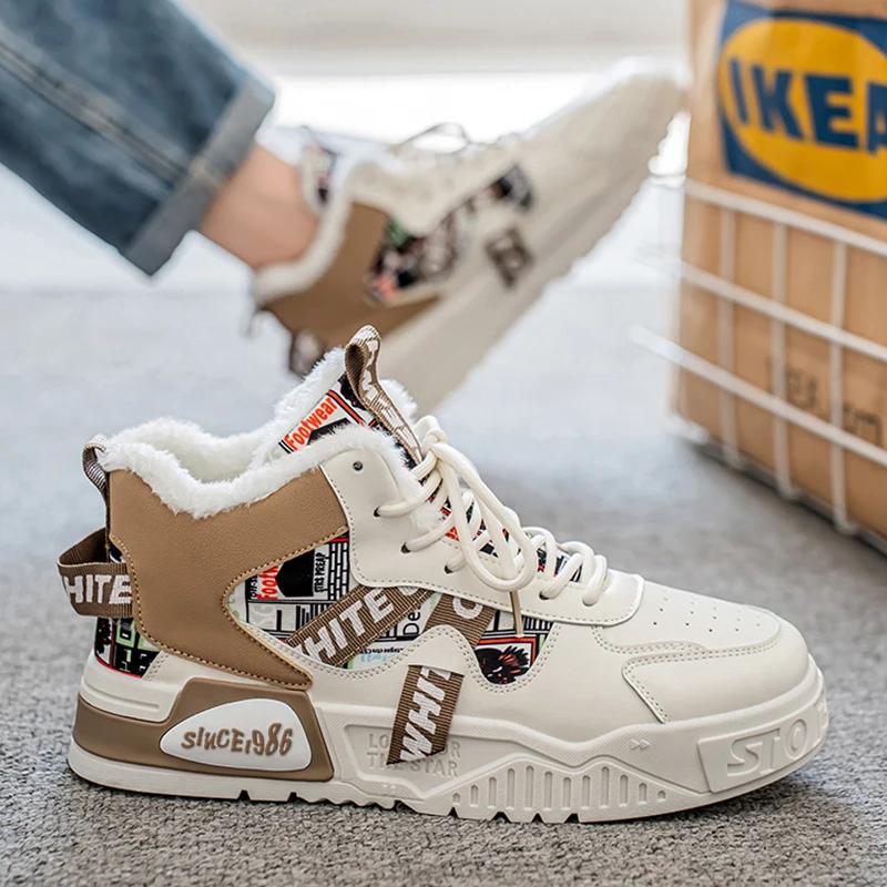 Männer stiefel 2024 Neue Winter Hausschuhe Warme Männer Schuhe Wasserdicht Rutschfeste Plüsch Turnschuhe Männlichen tenis schuhe Stiefel Männer turnschuhe Winter