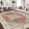 Boho Vintage Washable Non-Slip Area Rug-Plush Living Room Bedroom Carpet Classic American Decor Floor Mat for Cozy Bedside Home