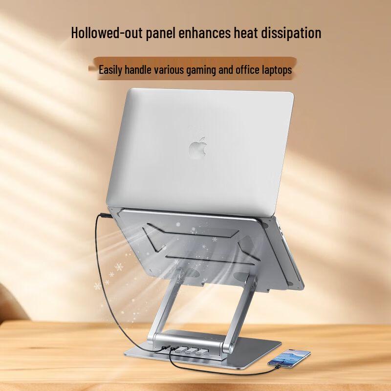 Rotating Folding Laptop Stand with 5-Port Type-C Hub