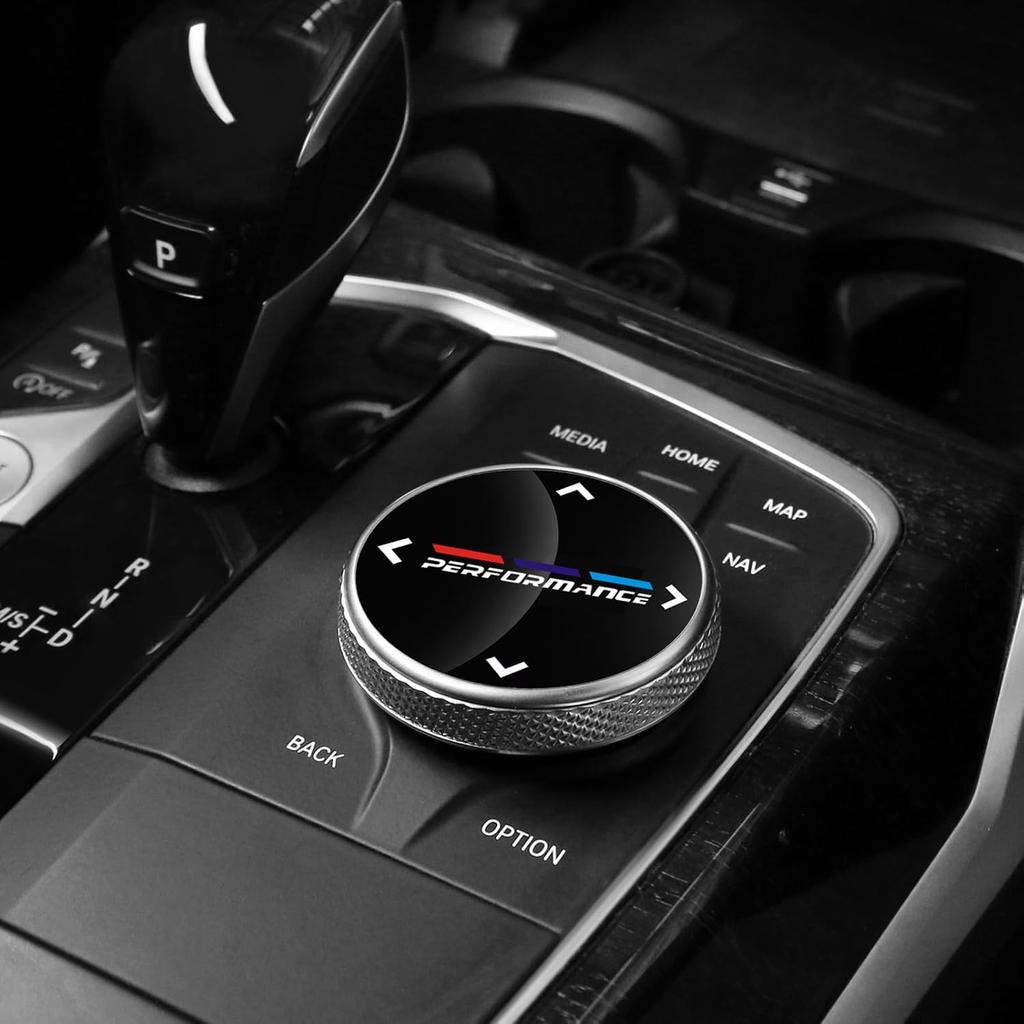 Car Center Console Idrive Multimedia Controller Knob Sticker for BMW Button Trim Emblem Car Interior Accessories (Large 48mm)