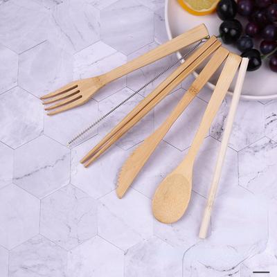 6 Adet Set Bambu Sofra Takımı Kanvas Çanta Seti Çubuklu Kaşıklı Bambu Sofra Takımı Dış Mekan Sofra Takımı Saklama Çantası Yemek Takımı Seti