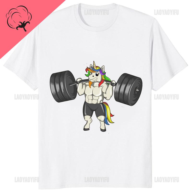 GYM Muscle Training Crossfit Rainbow Horse Tshirt Zombie Deadlift Weightlifting Halloween Fitnes Man Clothes Bodybuilding Tees