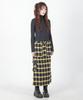 Catharsis Check Belted Elastic Long Skirt Yellow One Size