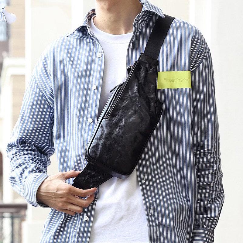 Li Shen Men's Genuine Leather Chest Bag