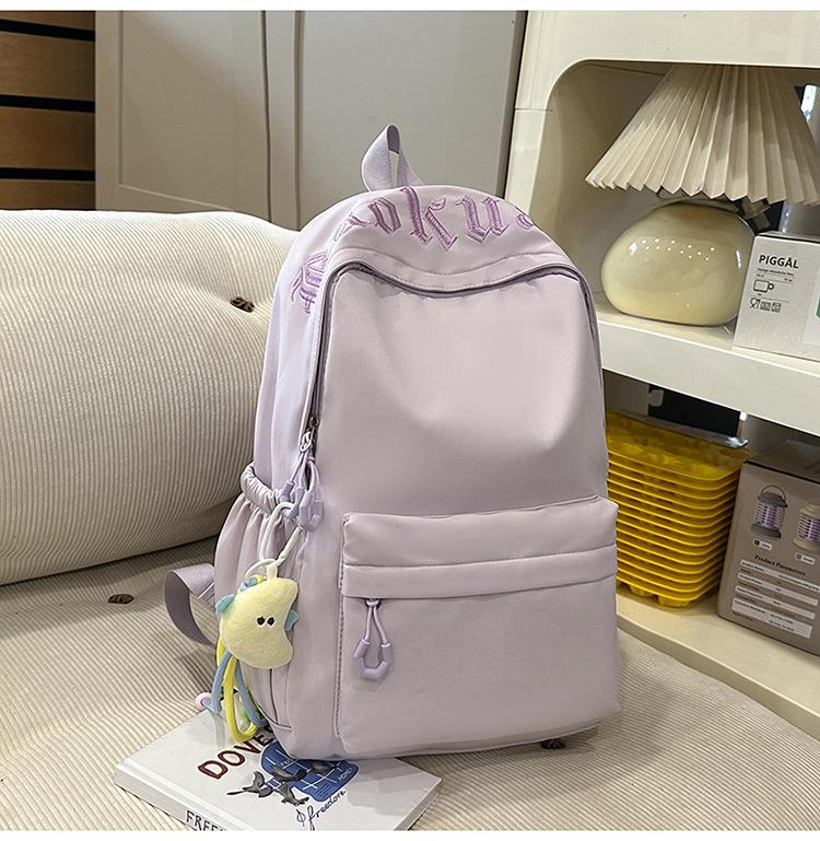 Schoolbag Korean ins new high-value college style solid color alphabet backpack women's lightweight versatile large-capacity backpack