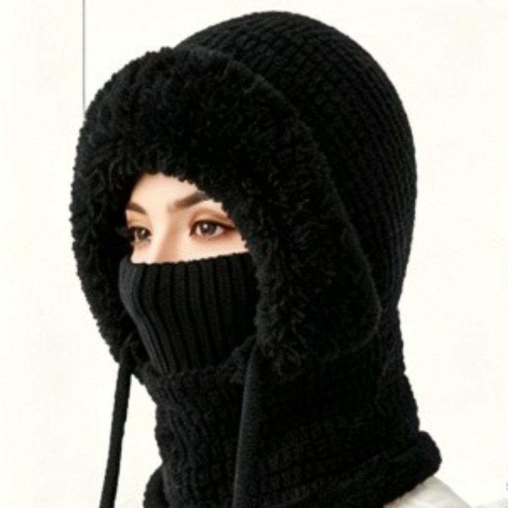 **Women Knit Balaclava Face Mask Neck Warmer Ear Flap Fleece Lined Outdoor Cycling Winter**