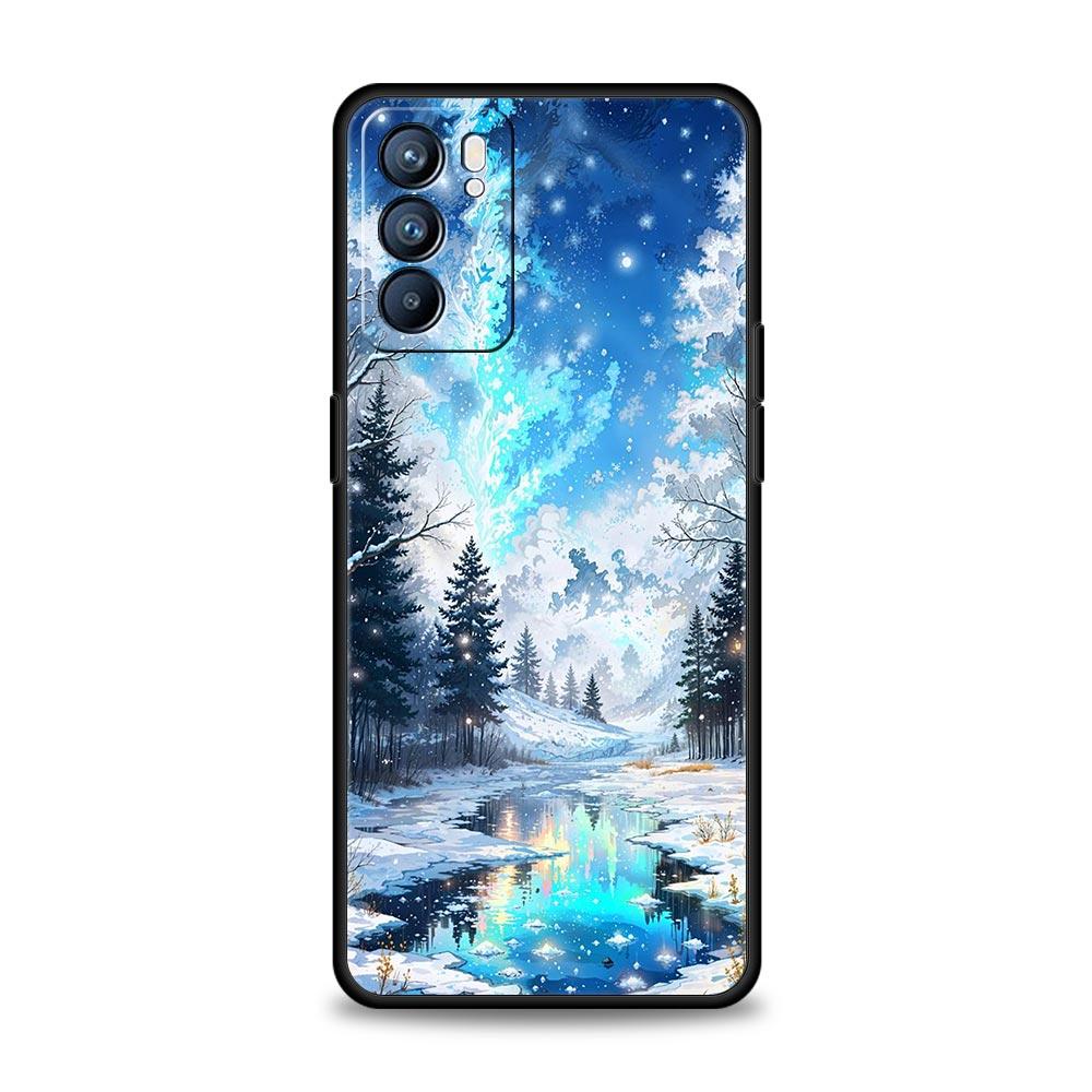 Landscape Winter Light Snow Case For Oppo Reno13 Reno12 Reno11 F Reno10 Pro A54 5G Find X5 A53 A52 A9 A17 4G A79 A80 A98 Cover