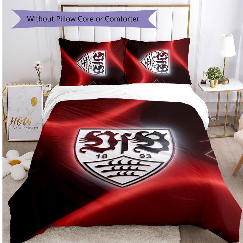 Set Lenzuola Stampato Calcio VfB Stuttgart 3 Pezzi, Comodo Set Copripiumino per Camera da Letto Amico della Pelle